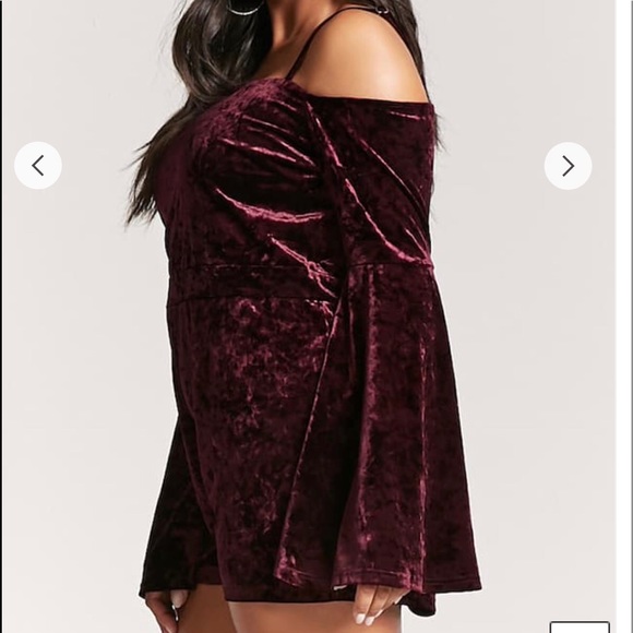 Velvet Open Shoulder Romper - Picture 3 of 4